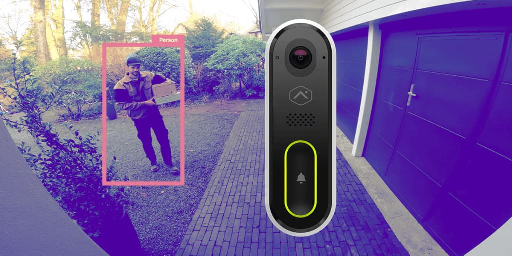 View of delivery person in driveway from a Video Doorbell Pro
