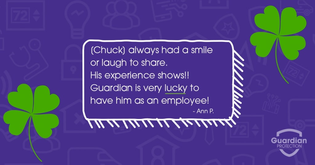 This graphic shows a testimonial about Guardian Protection from Ann P., who said that they had a positive experience.