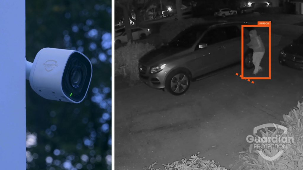 Person capture on Guardian Protection's outdoor camera using the perimeter guard feature