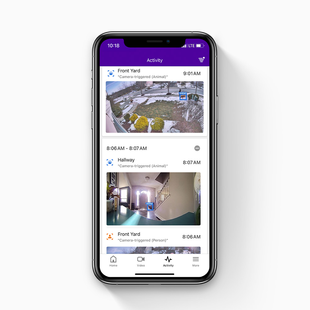 Guardian app open to show live feed from outdoor camera