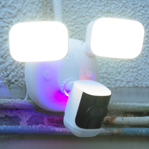 Guardian Protection floodlight camera mounted on a home's exterior