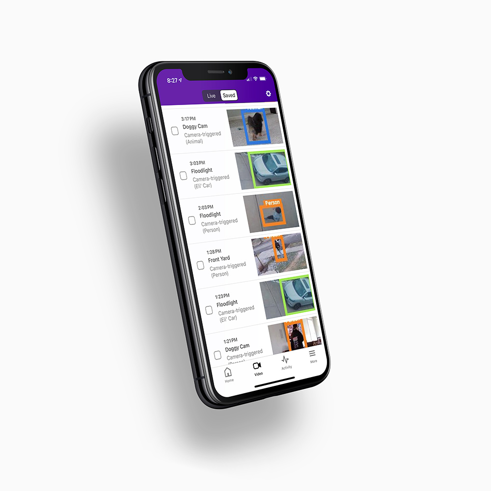 Guardian Protective app displaying video clips