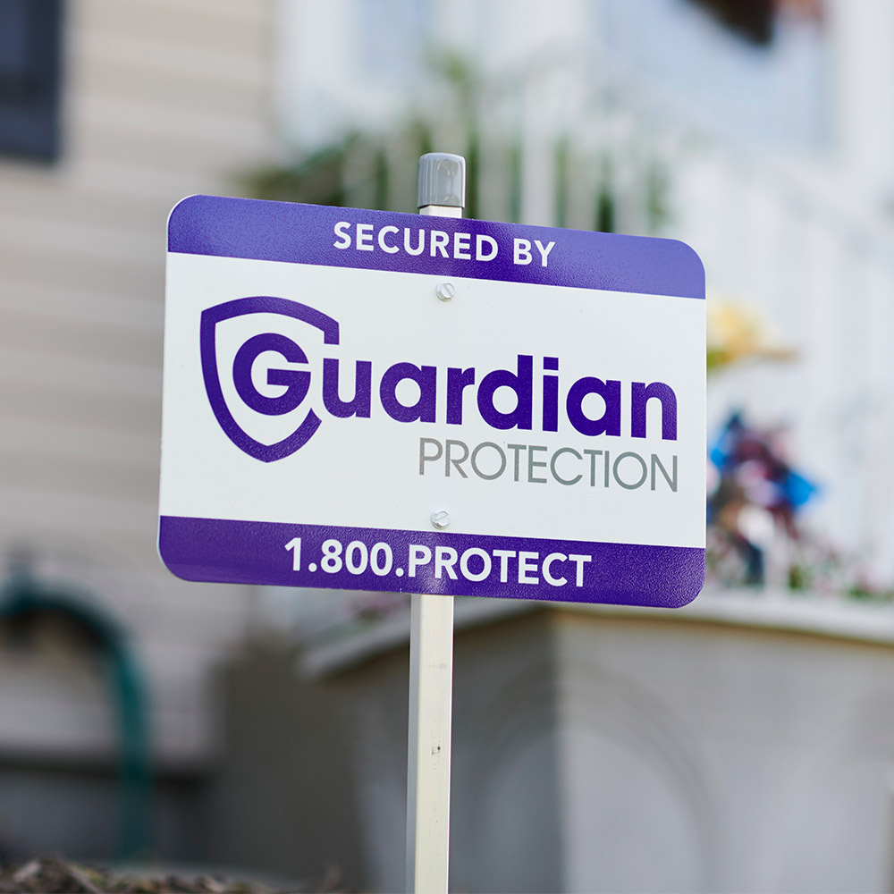 Guardian Protection yard sign in yard