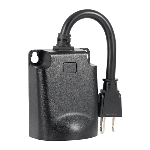 Left side view of Guardian Protection's outdoor smart plug