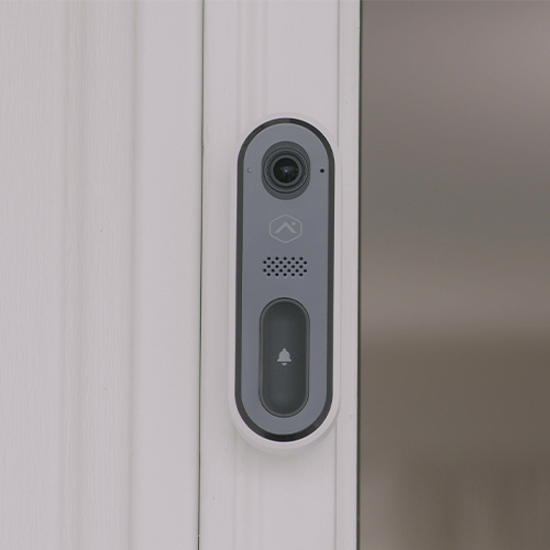 Guardian Protection's video doorbell installed on a home's front door