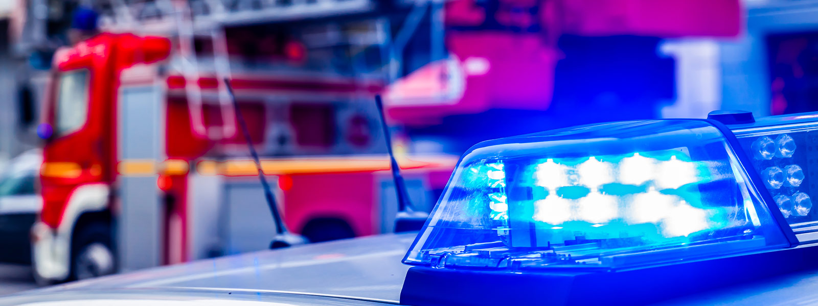 Police car and fire truck