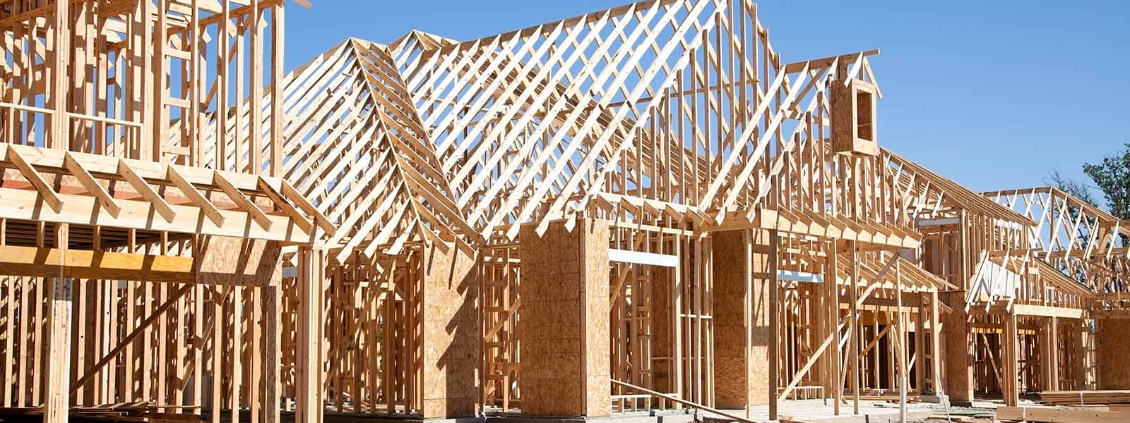 Row of new homes being built