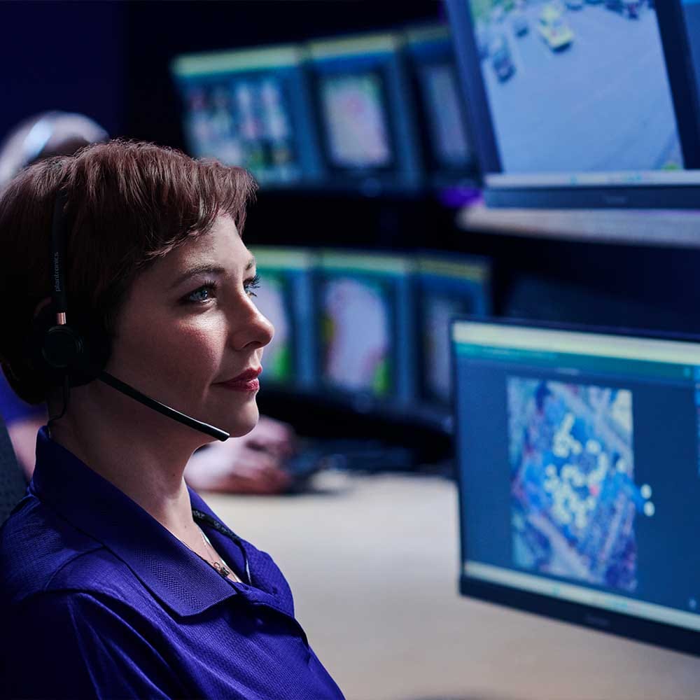 Guardian Protection specialist viewing Proactive Video Surveillance from Monitoring Center