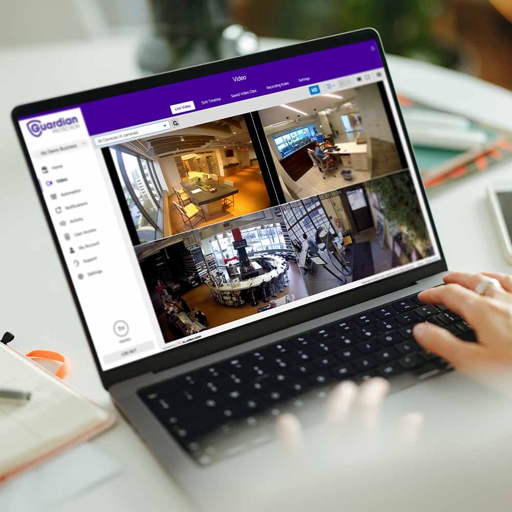 Retail security camera surveillance being viewed from a laptop